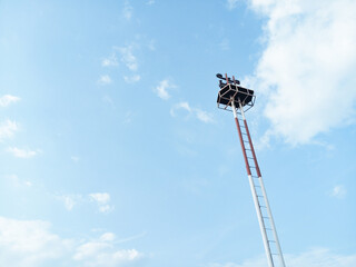 light pole in the aircraft parking area