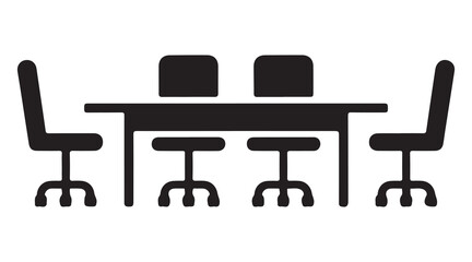 Modern meeting table arrangement with chairs and office environment elements. vector illustration of office chair and table