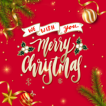 Merry Christmas with red background