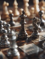 Fototapeta premium a strategic chess game in progress careful planning and task execution generative ai