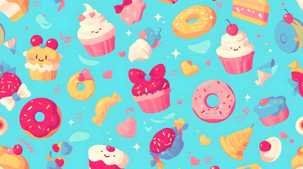flat vector style cute sweet background