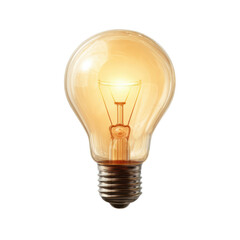 Glowing incandescent light bulb with visible filament on a black background graphic design