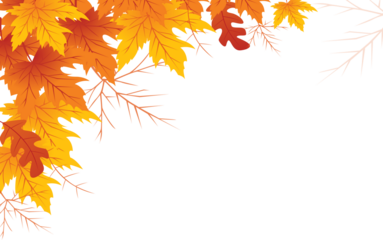 Autumn banner with orange leaves. Colorful autumn set of leaves, mashrooms and acorns. Vector illustration clipart leaves set autumn on white background isolated, vector plie of colorful leaves