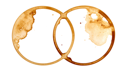 Coffee stain rings, interlocking forms