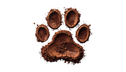 Clay dog paw print on black ground