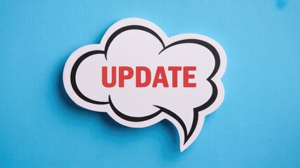 Urgent announcement notification bubble with the word UPDATE in bold red letters