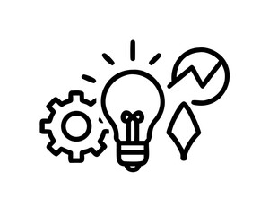 Black and white illustration of idea generation