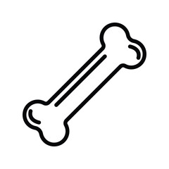 A simple black outline of a dog bone angled diagonally