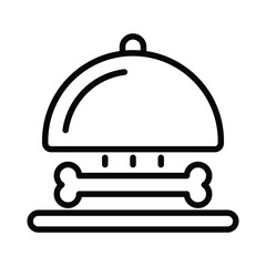 A stylized icon shows a covered serving dish with a bone inside resting on a tray