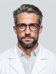 Obraz premium a man in a white lab coat and glasses