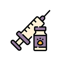 An illustration shows a syringe angled left and a vial beside it The vial has a paw print