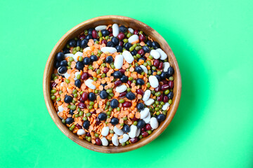 Colorful mixed beans and lentils, packed with plant-based protein and fiber