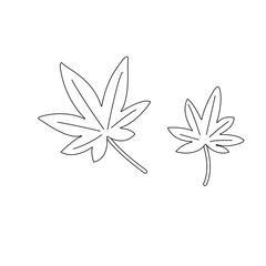 紅葉シンプルなイラスト　秋の素材,11月,10月,モノクロ,白黒,もみじ,カエデ,
