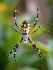 argiope trifasciata a banded garden spider photographed with a macro lens in nature with copyspace for text