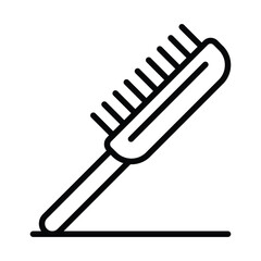 Black outline illustration of a hair brush angled diagonally with bristles