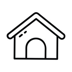 Blacklined doghouse featuring a rounded entrance simplistic rounded roof and two interior dashes