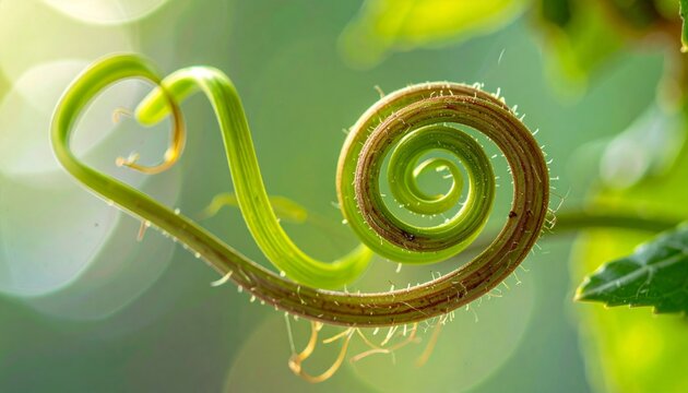 Delicate Heart Shaped Tendril Curling Detailed Plant Close Up