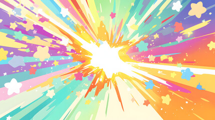 Fototapeta premium flat vector style cute rainbow energy burst background