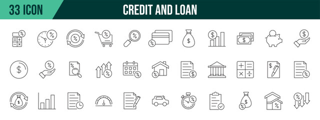 credit and loan collection, editable and resizable vector icon templates.