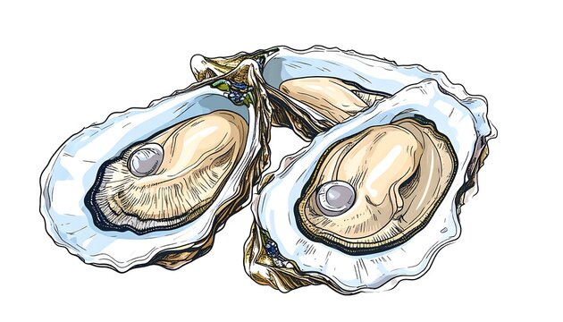 Oysters, hand-drawn illustration