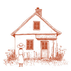 clean line art vector concept of casual wear in a minimalist modern home