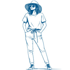 flat vector illustration of casual wear on a rooftop garden