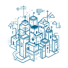 fun doodle vector artwork of network security as a virtual fortress