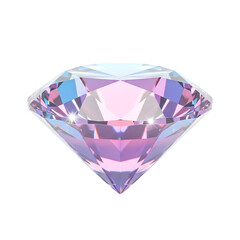 lossy 3D diamond featuring pastel gradient colors of blue, pink, and purple, isolated on white or transparent background. PNG