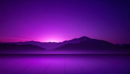 Purple mountain sunrise over a flat surface