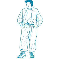 modern design illustration of casualwear in muted earth tones