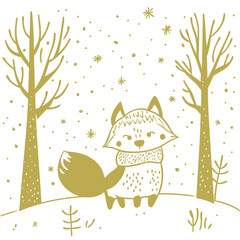 minimal vector illustration of winter animal behavior