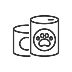 Two cans of pet food one with a paw print line art