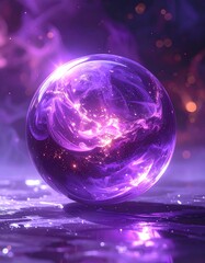 Purple sphere, glowing, mystical energy