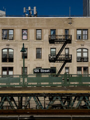 Elevated subway train station in Morningside Heights New York City