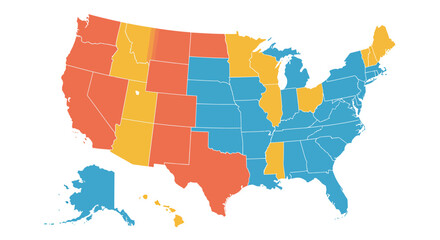 United States Map Highlighting States in Different Colors Visualizing State-by-State Differences