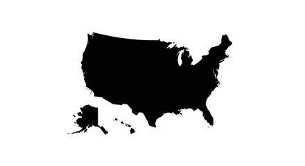 A Vector Silhouette of the United States of America on a White Background