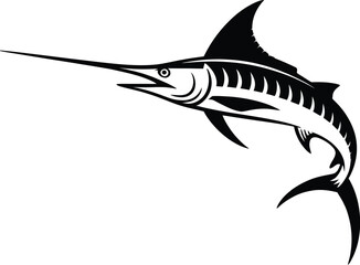Fototapeta premium Sailfish Marlin Swordfish Fin Silhouette Ocean Sport