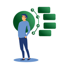 Flat Vector Corporate Infographic for Marketing Report and Data with Character and Data Template