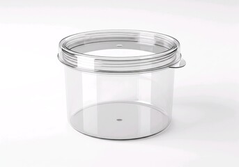 Transparent Round Plastic Jar Container Mockup on White Background