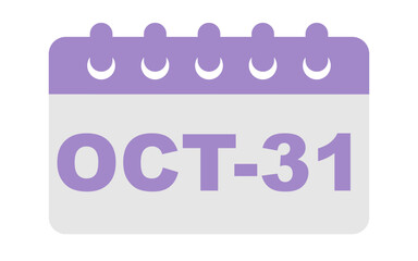 October 31 calendar vector image, png calendar image with October 31