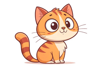 Obraz premium Cute sitting cat cartoon icon designed in a flat 2D style for playful illustration isolated on transparent background