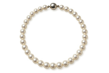 White pearl necklace with clasp on transparent background