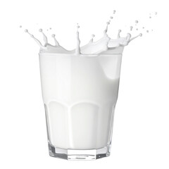 PNG Splash of Freshness: A glass of refreshing milk, a momentary splash captured mid-air, embodies the essence of purity and nourishment.