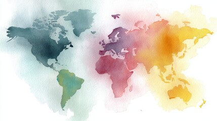 Obraz premium A watercolor world map, colorful, abstract
