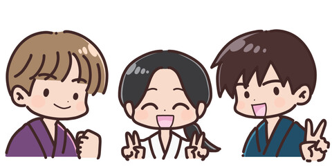 道着姿の男の子と女の子のイラスト