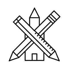 vector illustration of a set of drawing tools art icon logo 