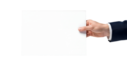 A professional holding a blank sheet of paper, ready for text. This image captures the essence of potential and communication, isolated on transparent background