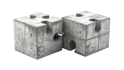 Two concrete puzzle cube shapes