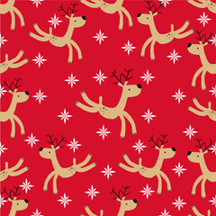 Hand-drawn christmas seamless pattern with reindeer