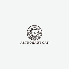 Astronaut cat logo design template vector illustration